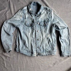 Women's Aeropostale M Light Blue Distressed Jean Jacket